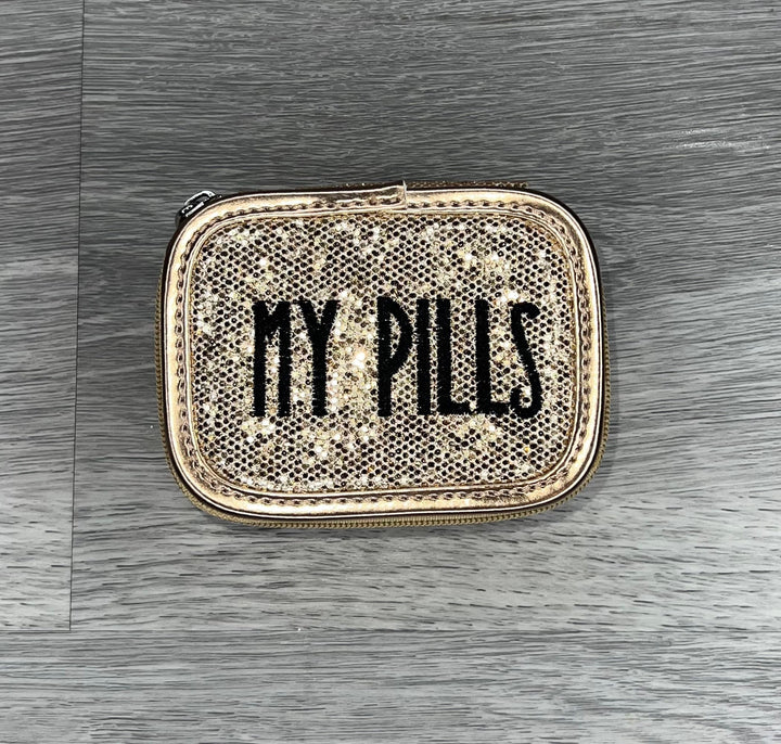 Load image into Gallery viewer, Glitter Embroidered Travel Pill Case