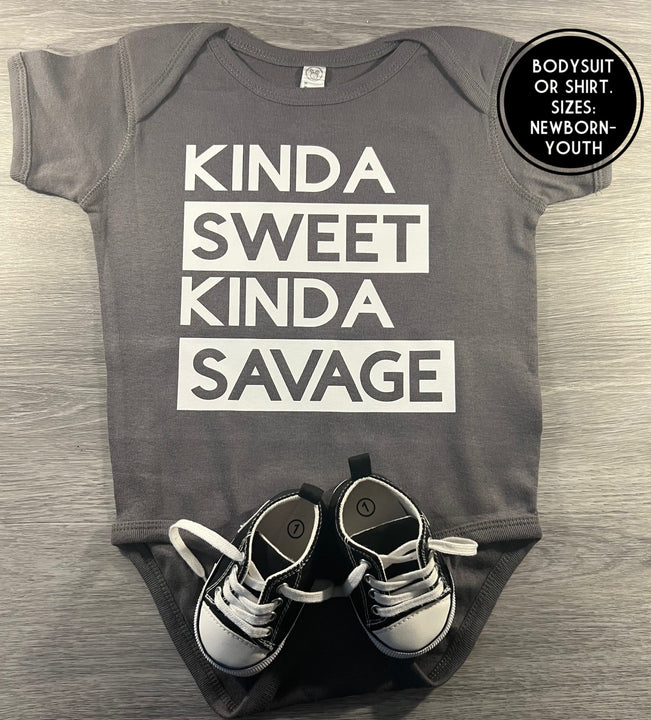 Load image into Gallery viewer, Kinda Sweet Kinda Savage Bodysuit - PREMADE READY TO SHIP 18-24 MONTH FIT