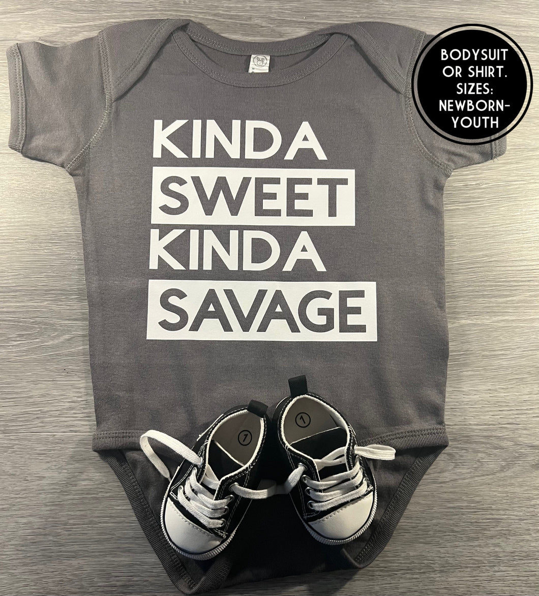 Kinda Sweet Kinda Savage Bodysuit - PREMADE READY TO SHIP 18-24 MONTH FIT