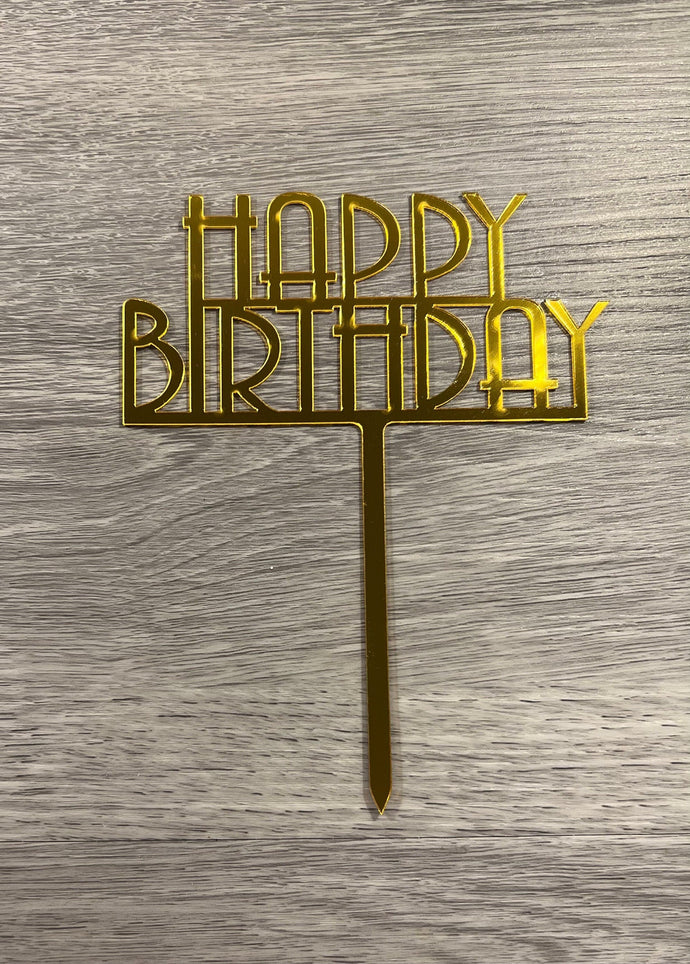 Gold Happy Birthday Acrylic Cake Topper