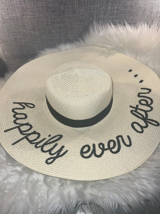 Load image into Gallery viewer, Embroidered Happily Ever After Floppy Wedding Hat