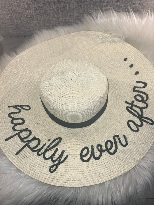 Load image into Gallery viewer, Embroidered Happily Ever After Floppy Wedding Hat