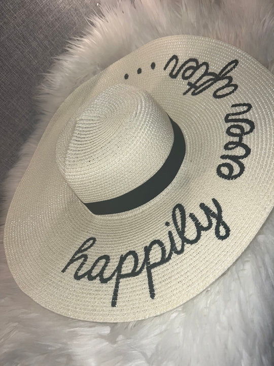Load image into Gallery viewer, Embroidered Happily Ever After Floppy Wedding Hat