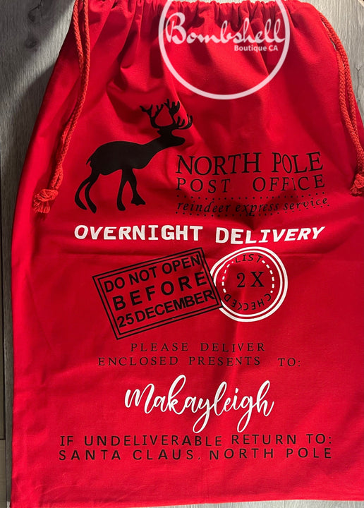 Load image into Gallery viewer, Personalized Canvas Santa Sack | Santa Drawstring Gift Bag