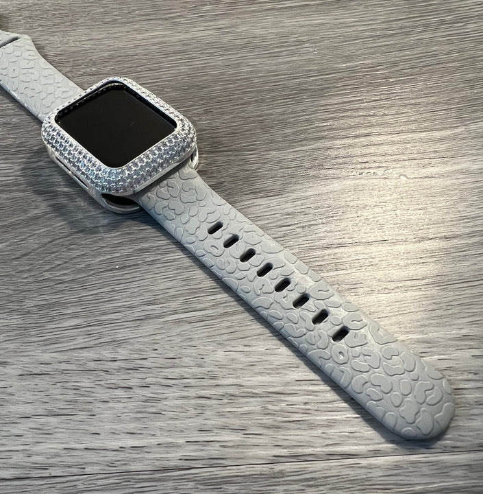 Load image into Gallery viewer, Gray Leopard Engraved Silicone Watch Band 38mm 40mm &amp; 41mm