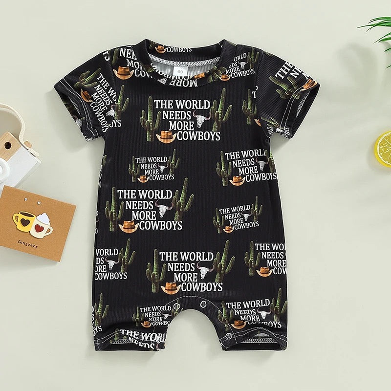 The World Needs More Cowboys Bodysuit Romper | Western Bodysuit | Baby Boy Clothes | Western Shirt |