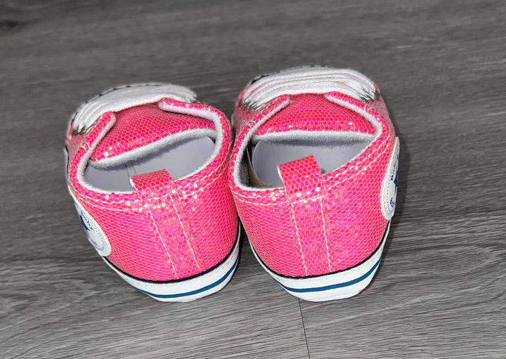 Load image into Gallery viewer, Hot Pink Glitter Baby Girls Shoes, Newborn Infant Non-Slip Canvas Denim High Top Sneakers, Toddler First Walkers Shoes