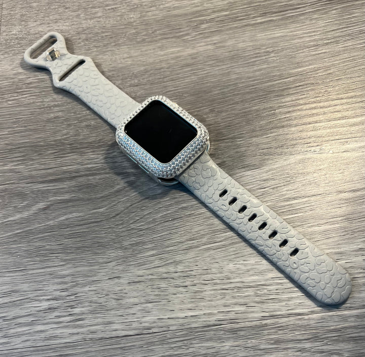 Load image into Gallery viewer, Gray Leopard Engraved Silicone Watch Band 38mm 40mm &amp; 41mm