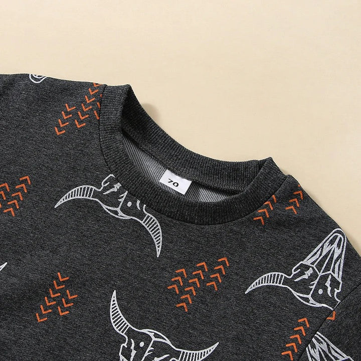 Load image into Gallery viewer, Western Cow Skull Bodysuit with Snap Button Closure for Babies | Everyday Go-To Baby Clothes | Simple Dressing | Western Shirt Style