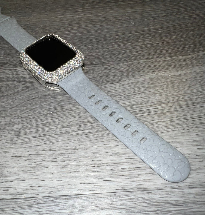 Load image into Gallery viewer, Gray Leopard Engraved Silicone Watch Band 38mm 40mm &amp; 41mm