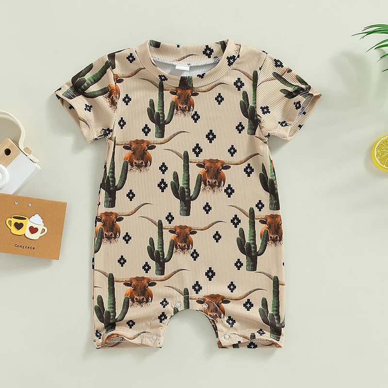 Cactus & Cows Western Bodysuit Romper | Baby Boy Clothes | Western Shirt |
