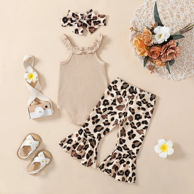 Tan Bodysuit & Leopard Print Pants Set | Western | Baby Girl Clothes