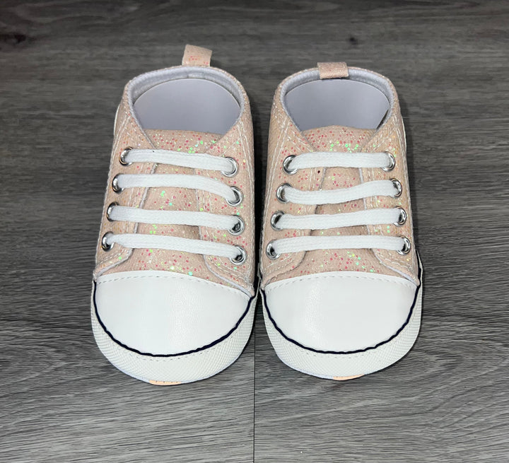 Load image into Gallery viewer, Light Pink Baby Girls Shoes, Newborn Infant Non-Slip Canvas Denim High Top Sneakers, Toddler First Walkers Shoes