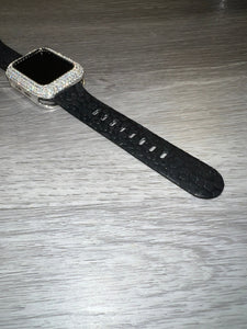Black Leopard Engraved Silicone Apple Watch Band 38mm 40mm & 41mm