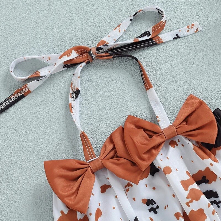 Load image into Gallery viewer, Cow Print Infant Swimsuit With Sun Hat | Western Baby Girl Swimwear