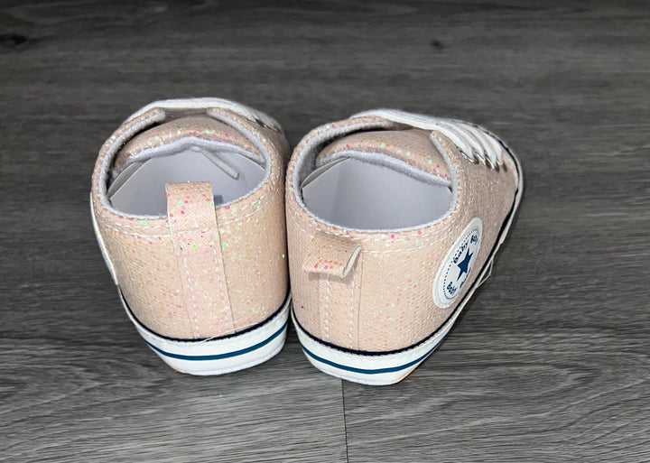 Load image into Gallery viewer, Light Pink Baby Girls Shoes, Newborn Infant Non-Slip Canvas Denim High Top Sneakers, Toddler First Walkers Shoes