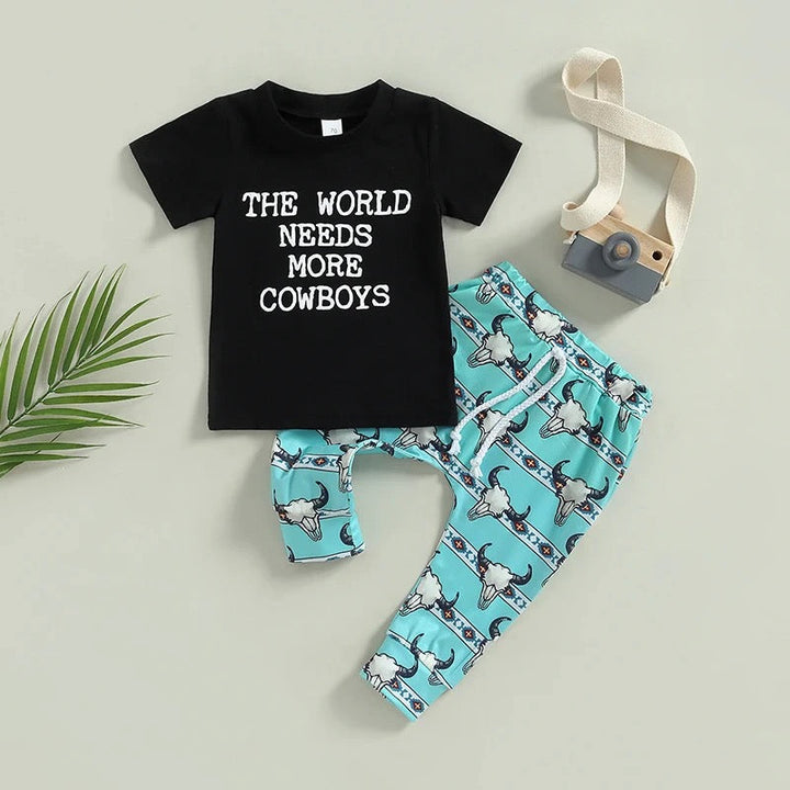 Load image into Gallery viewer, The World Needs More Cowboys Shirt &amp; Pants Set | Western Boy Clothes