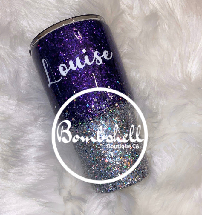 Load image into Gallery viewer, Purple &amp; Silver Glitter Tumbler