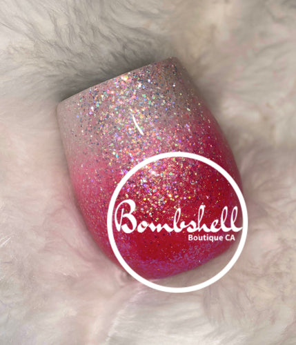 Pink & White Glitter Wine