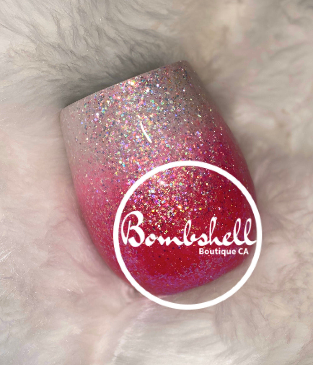 Pink & White Glitter Wine
