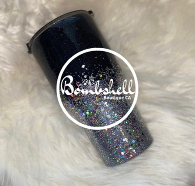 Black & Silver Glitter Tumbler