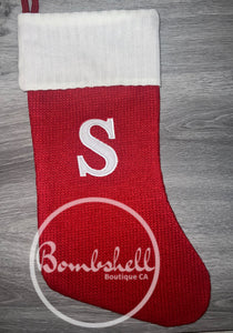 Knit Embroidered Monogram Christmas Stocking