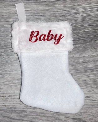 Mini White Christmas Stocking With Fur Cuff
