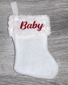Mini White Christmas Stocking With Fur Cuff