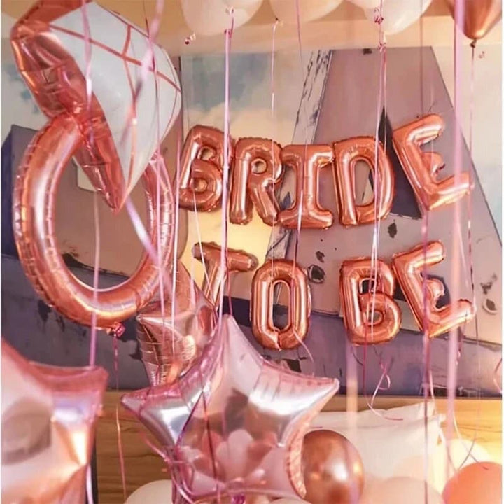 Load image into Gallery viewer, Bride To Be Balloons Set Wedding Decoration Rose Gold Diamond Balloon Ring Foil Balloon