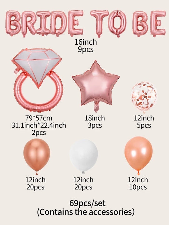 Load image into Gallery viewer, Bride To Be Balloons Set Wedding Decoration Rose Gold Diamond Balloon Ring Foil Balloon