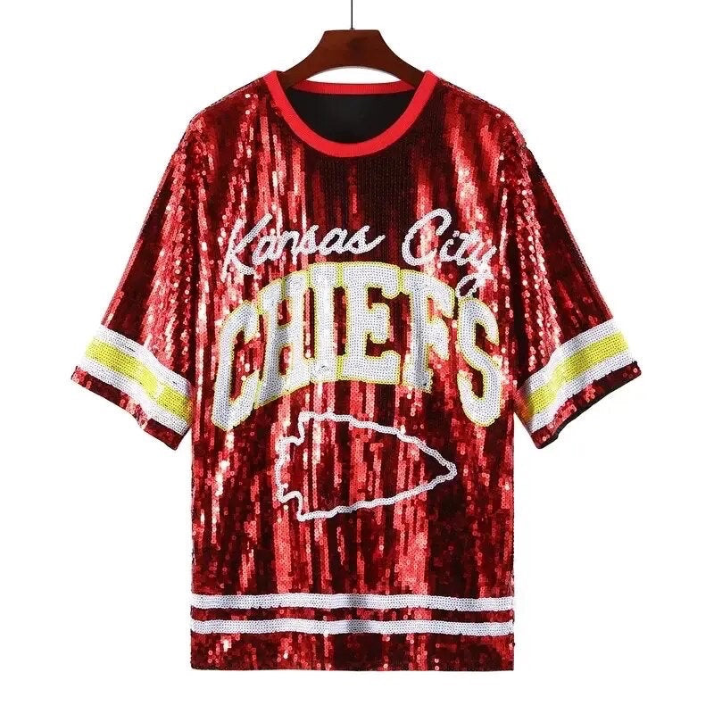 Kansas City Chiefs Sparkly Sequin Dress Bombshell Boutique LV Kansas City Chiefs Sparkly Sequin Dress Bombshell Boutique LV