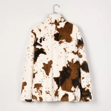 Load image into Gallery viewer, Brown Button Up Cow Print Jackat